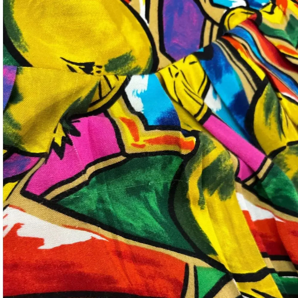 Vintage 80s Pant Set Size L Tropical Fruity Bright - Picture 5 of 16